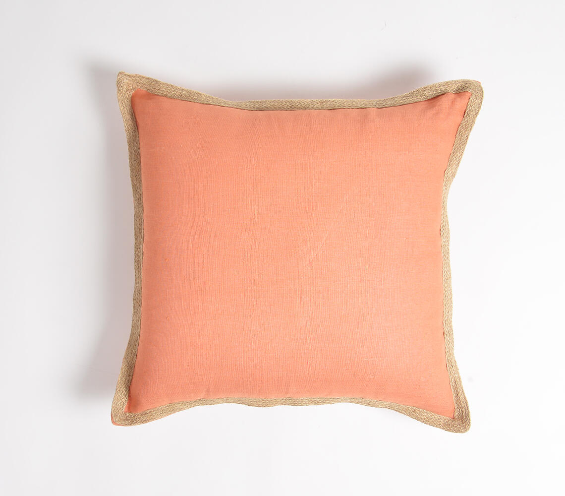 Coral jute border premium cushion cover