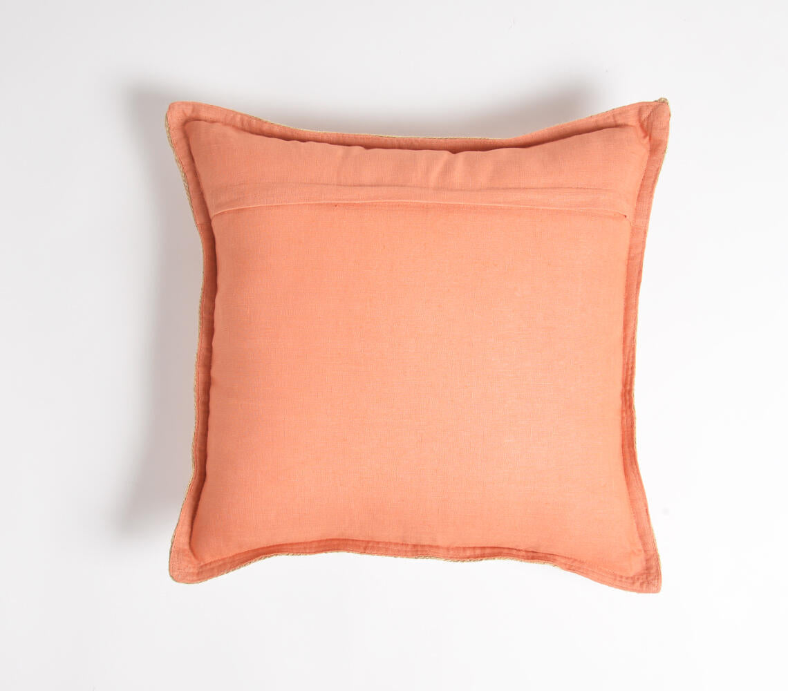 Coral jute border premium cushion cover