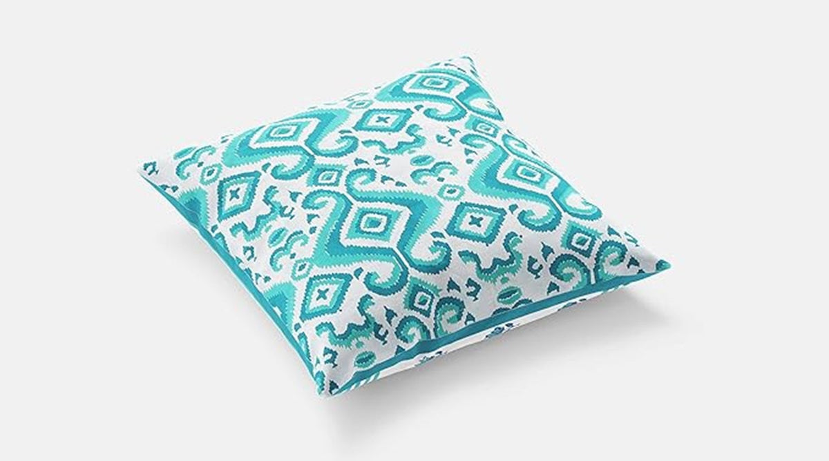 Green & White Ethnic Motifs Square Cushion Covers