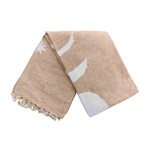 Moon Phases Mexican Blanket | Tan Beige White