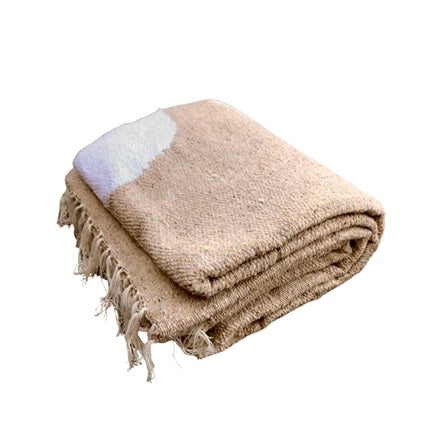 Moon Phases Mexican Blanket | Tan Beige White