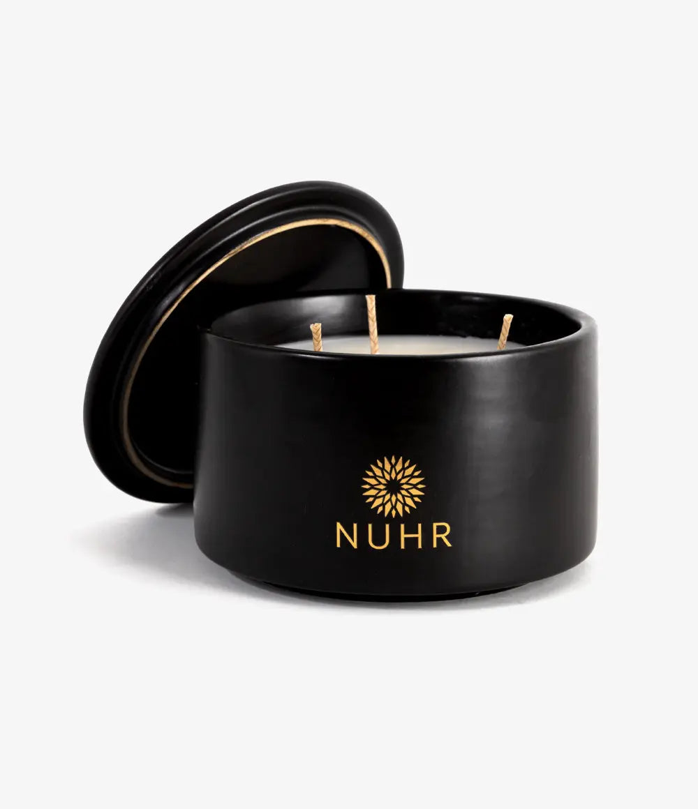 3 Wick Ceramic Candle - Haramain in Black or White NUHR Home