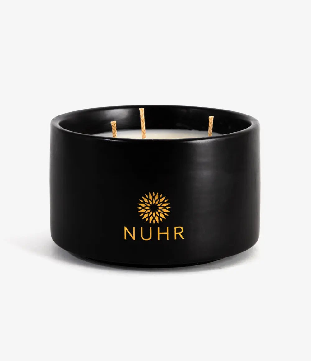 3 Wick Ceramic Candle - Miraj in Black or White Vessel NUHR Home