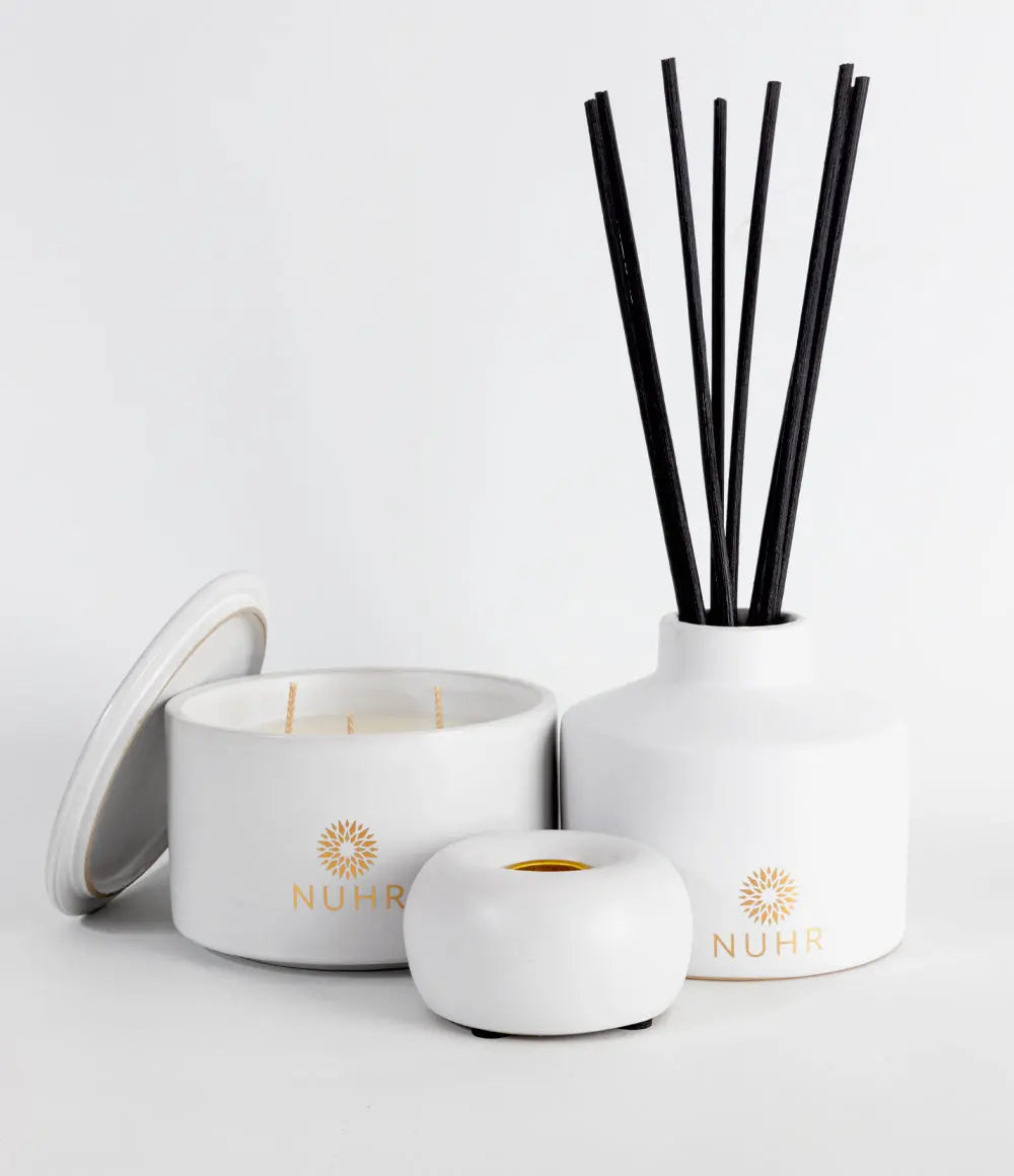 Dubai Reed Diffuser 200ml / 400ml in Black or White Ceramic Holder NUHR Home