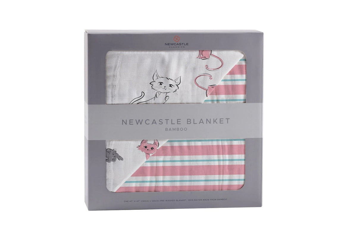 Playful Kitty and Candy Stripe Newcastle Blanket