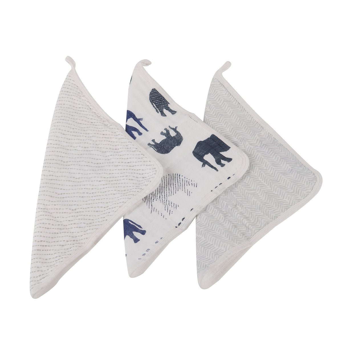 In the Wild Elephant Cotton Washcloth Set 3PK