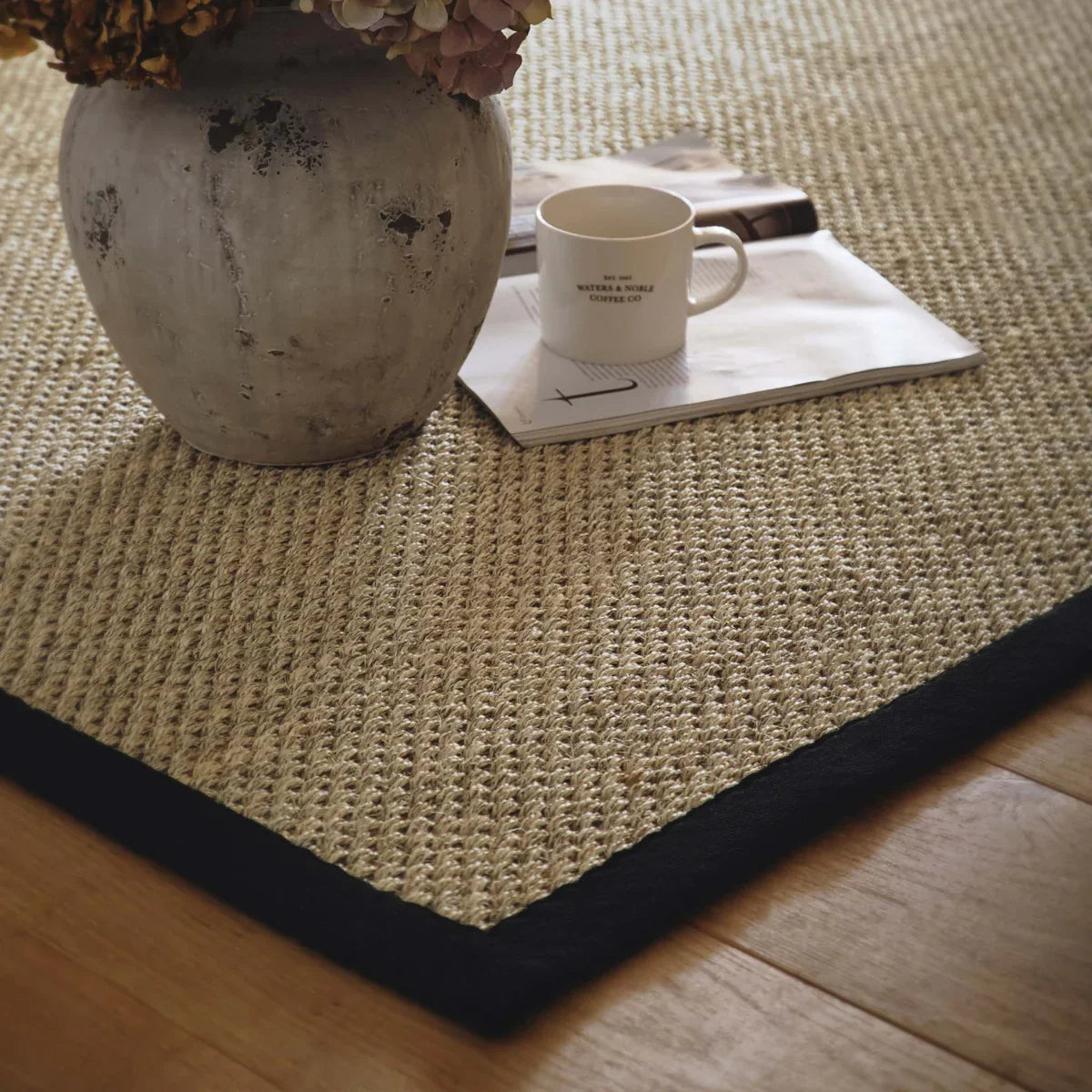 Sisal Rug Light Beige | Black Border