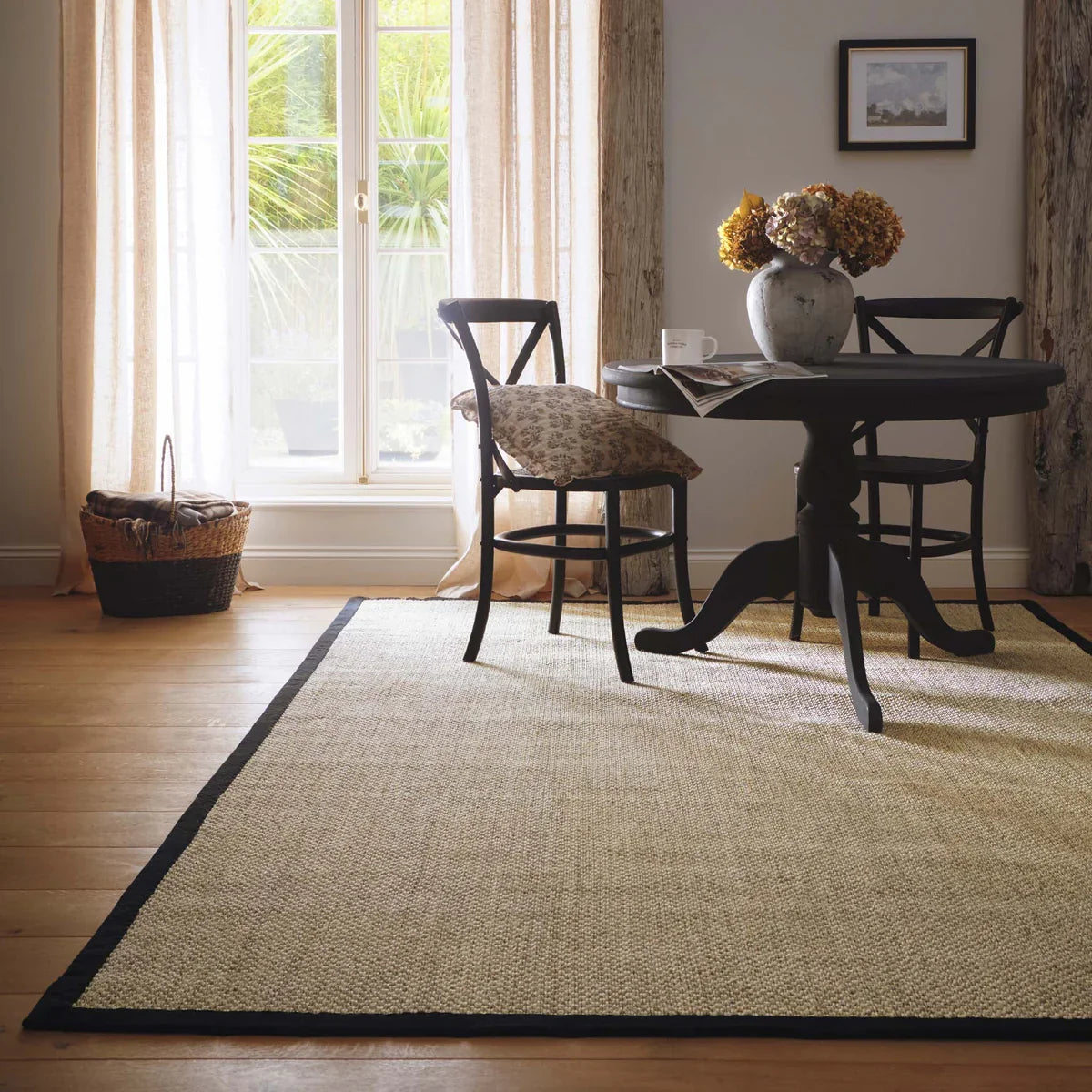 Sisal Rug Light Beige | Black Border