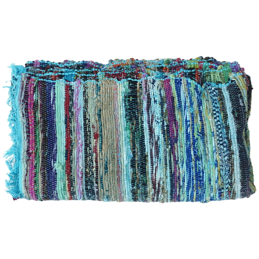 Turquoise Recycled Fabric Rug