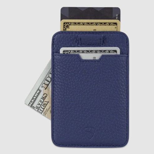 VAULTSKIN CHELSEA LEATHER CARD HOLDER WITH RFID BLOCKING | MATT BLUE
