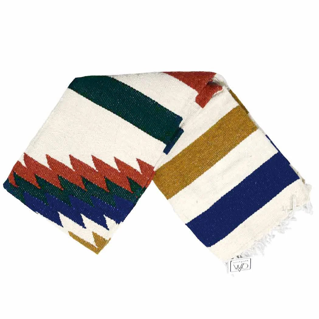 White Fiesta Diamond Mexican Blanket