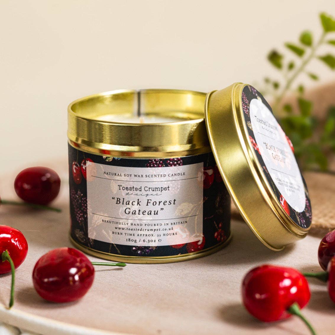 Black Forest Gateau Candle in a Matt Gold Tin