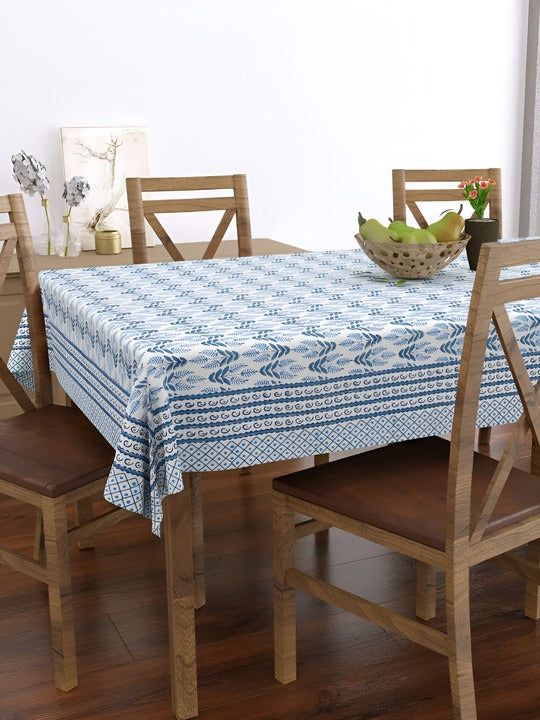 Hand Block Printed (Blue & White) Pure Cotton Table Cloth