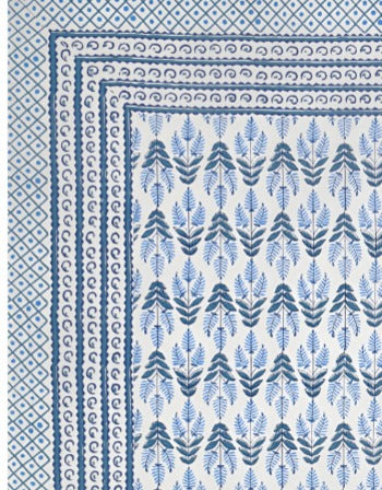 Hand Block Printed (Blue & White) Pure Cotton Table Cloth