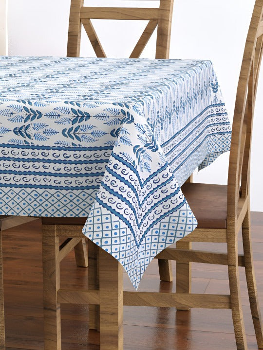 Hand Block Printed (Blue & White) Pure Cotton Table Cloth