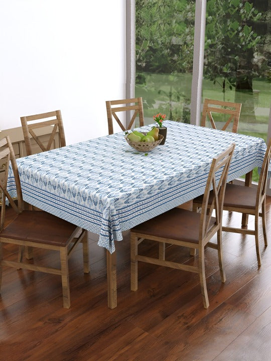Hand Block Printed (Blue & White) Pure Cotton Table Cloth